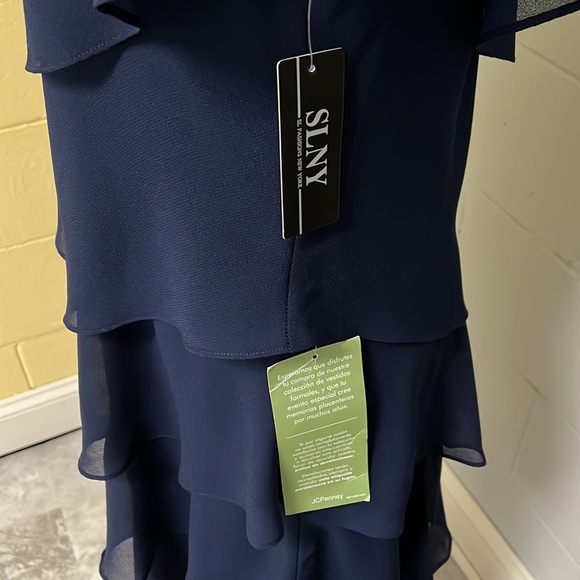 NWT SLNY navy ruffle dress - size 10 - Picture 4 of 13